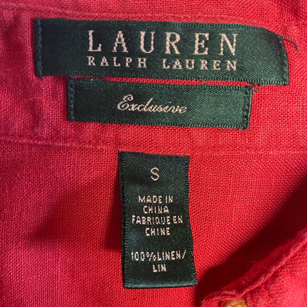 Lauren Ralph Lauren Exclusive Long Sleeve BU 100% Linen Blouse Women’s Small - Picture 3 of 3